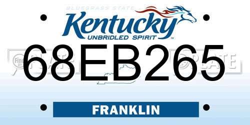 68EB265 Kentucky License Plate