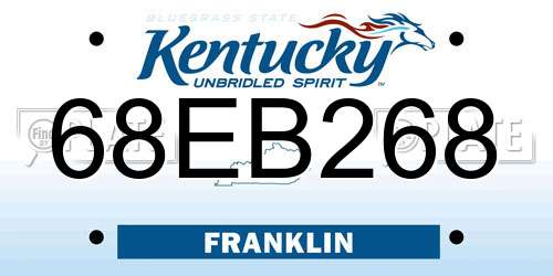68EB268 Kentucky License Plate