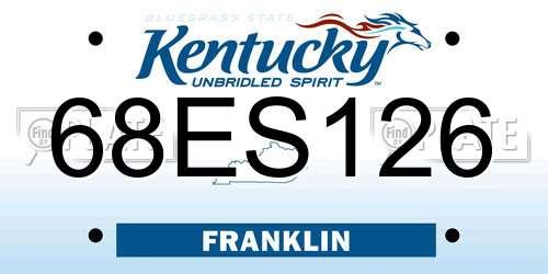 68ES126 Kentucky License Plate
