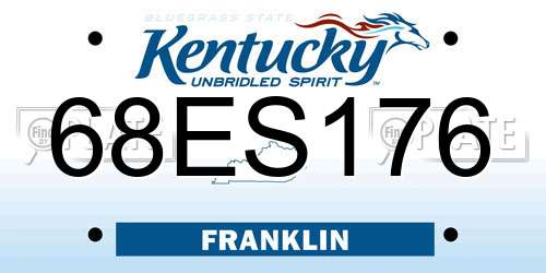 68ES176 Kentucky License Plate