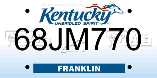 68JM770 Kentucky License Plate