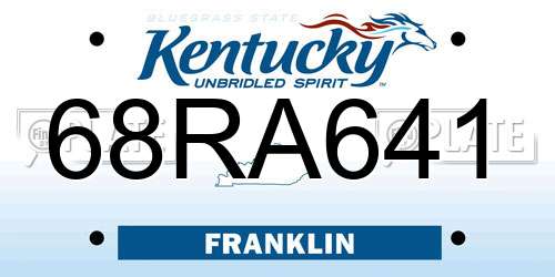 68RA641 Kentucky License Plate