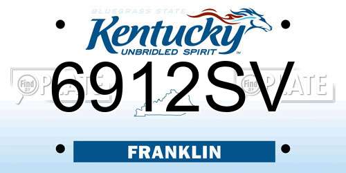 6912SV Kentucky License Plate