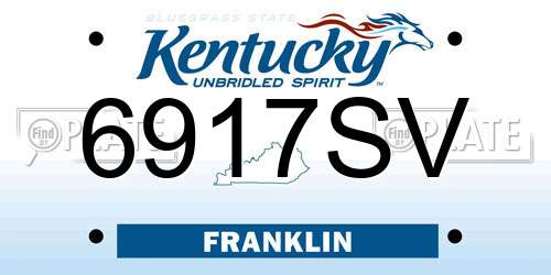 6917SV Kentucky License Plate