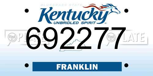 692277 Kentucky License Plate