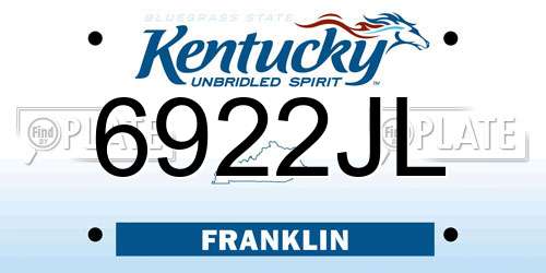 6922JL Kentucky License Plate