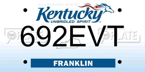 692EVT Kentucky License Plate