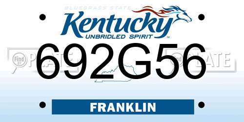 692G56 Kentucky License Plate