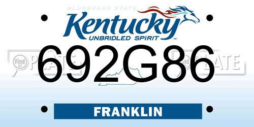 692G86 Kentucky License Plate