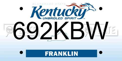 692KBW Kentucky License Plate