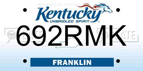 692RMK Kentucky License Plate