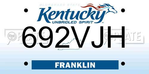 692VJH Kentucky License Plate