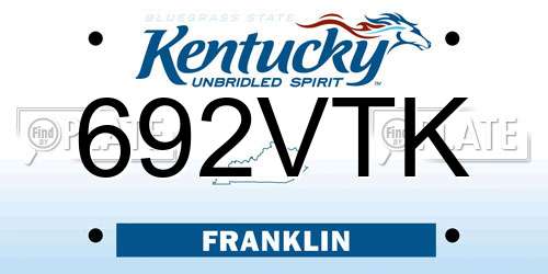 692VTK Kentucky License Plate