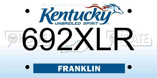 692XLR Kentucky License Plate