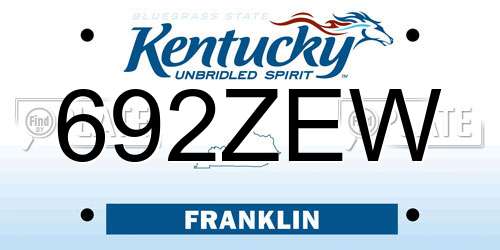 692ZEW Kentucky License Plate