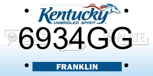 6934GG Kentucky License Plate