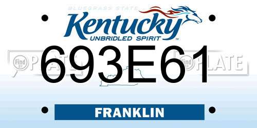 693E61 Kentucky License Plate