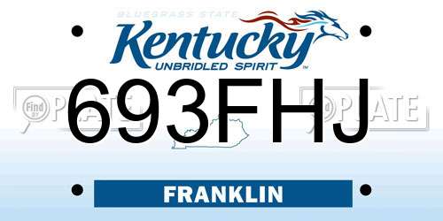 693FHJ Kentucky License Plate