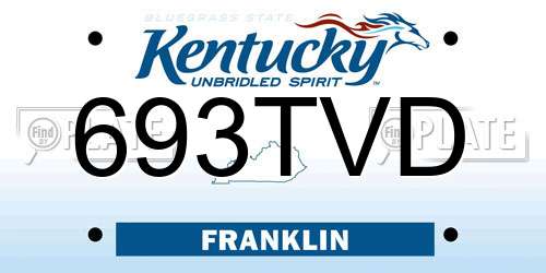 693TVD Kentucky License Plate