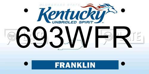 693WFR Kentucky License Plate