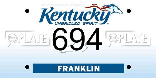 694 Kentucky License Plate