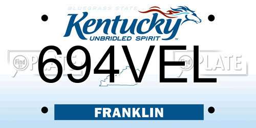 694VEL Kentucky License Plate