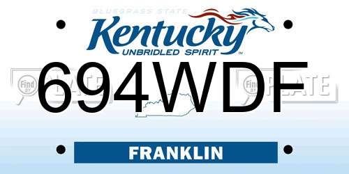 694WDF Kentucky License Plate