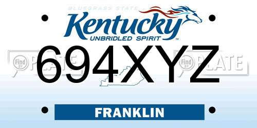 694XYZ Kentucky License Plate