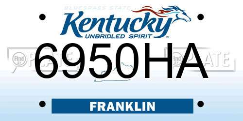 6950HA Kentucky License Plate