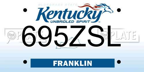 695ZSL Kentucky License Plate