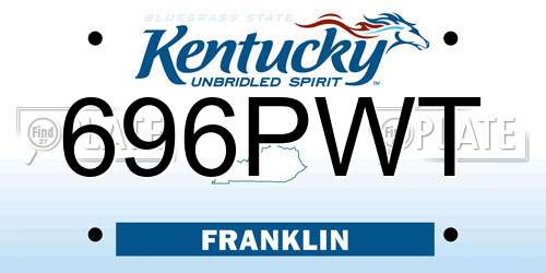696PWT Kentucky License Plate