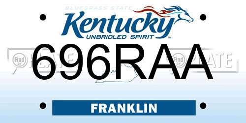 696RAA Kentucky License Plate