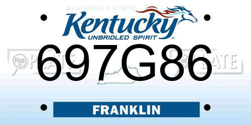 697G86 Kentucky License Plate