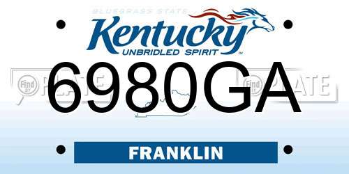 6980GA Kentucky License Plate