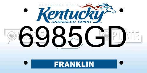 6985GD Kentucky License Plate