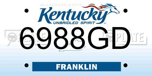6988GD Kentucky License Plate