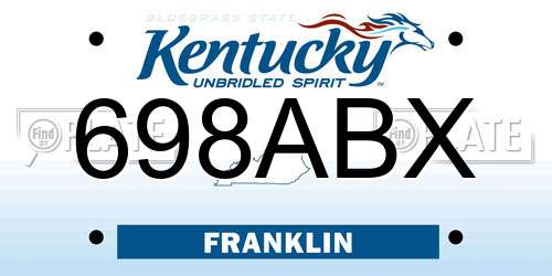698ABX Kentucky License Plate