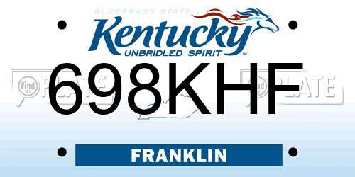 698KHF Kentucky License Plate