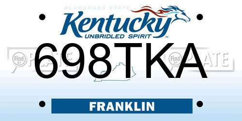 698TKA Kentucky License Plate