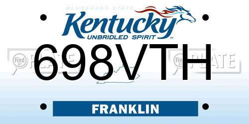 698VTH Kentucky License Plate