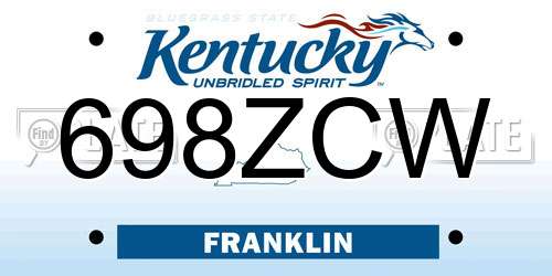 698ZCW Kentucky License Plate