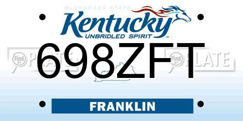 698ZFT Kentucky License Plate