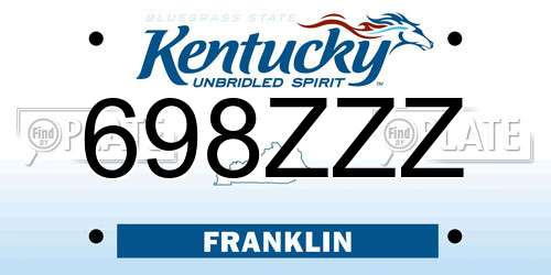698ZZZ Kentucky License Plate