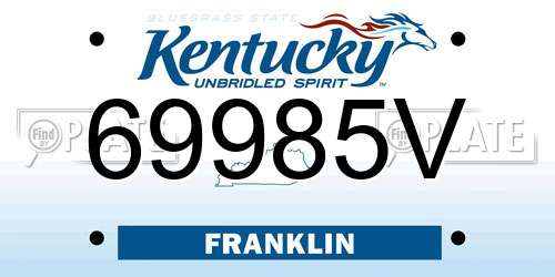 69985V Kentucky License Plate