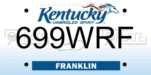 699WRF Kentucky License Plate