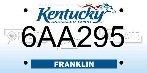 6AA295 Kentucky License Plate