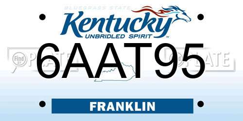 6AAT95 Kentucky License Plate
