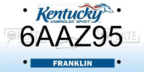 6AAZ95 Kentucky License Plate