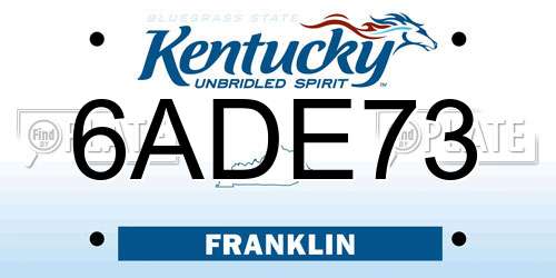 6ADE73 Kentucky License Plate