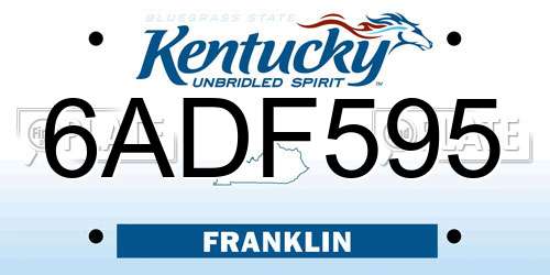 6ADF595 Kentucky License Plate